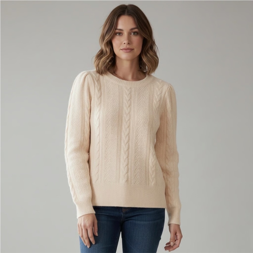 J. Crew Pointelle Cableknit Crewneck Wool & Alpaca Sweater